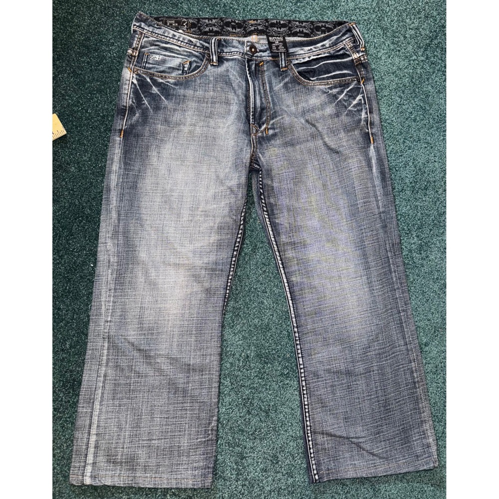 Buffalo David Bitton Game Mens Blue Straight Leg Crosshatch Jeans 36x30 Medium